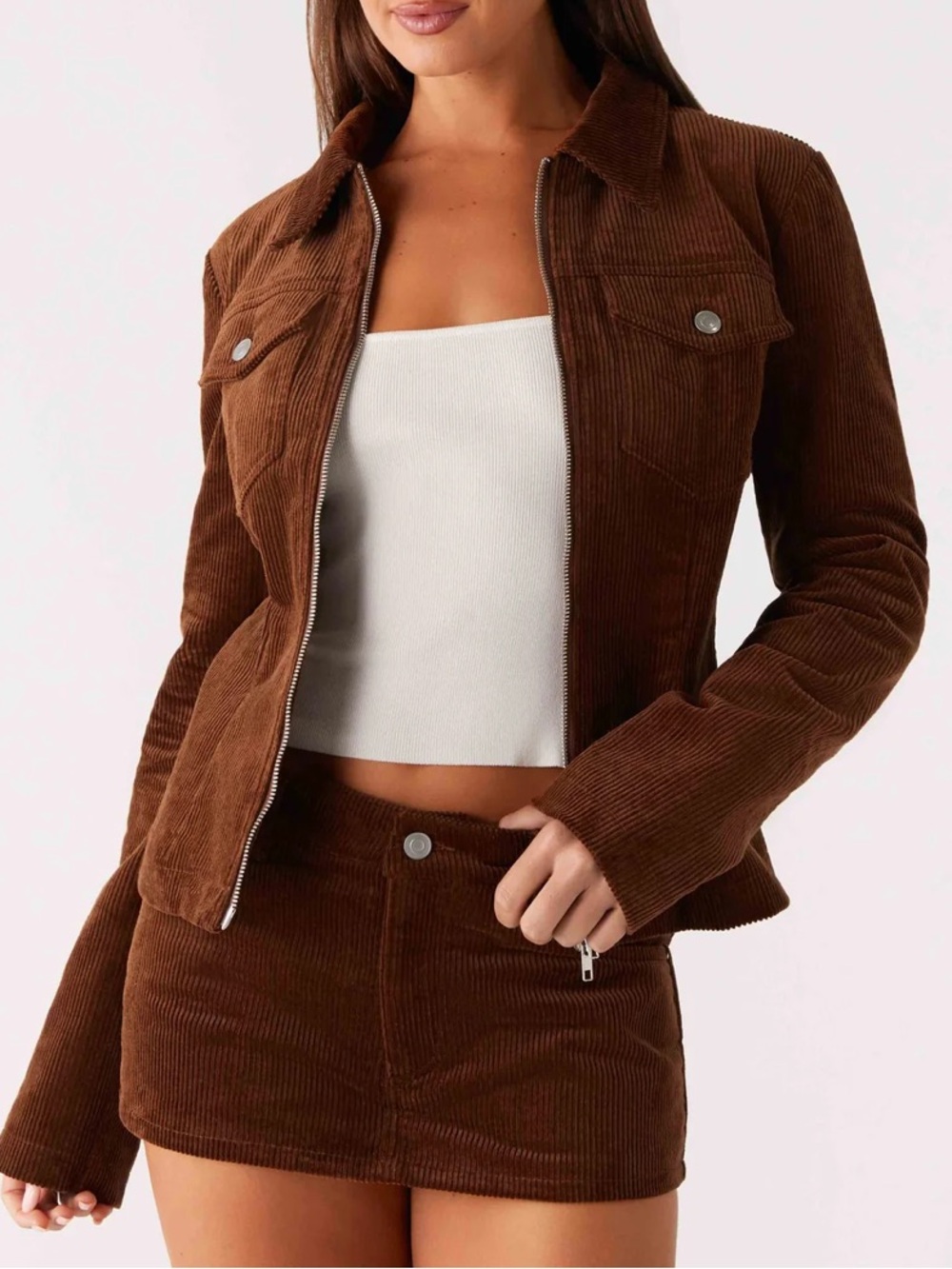 Peppermayo Walnut Color  Corduroy Zip Jacket